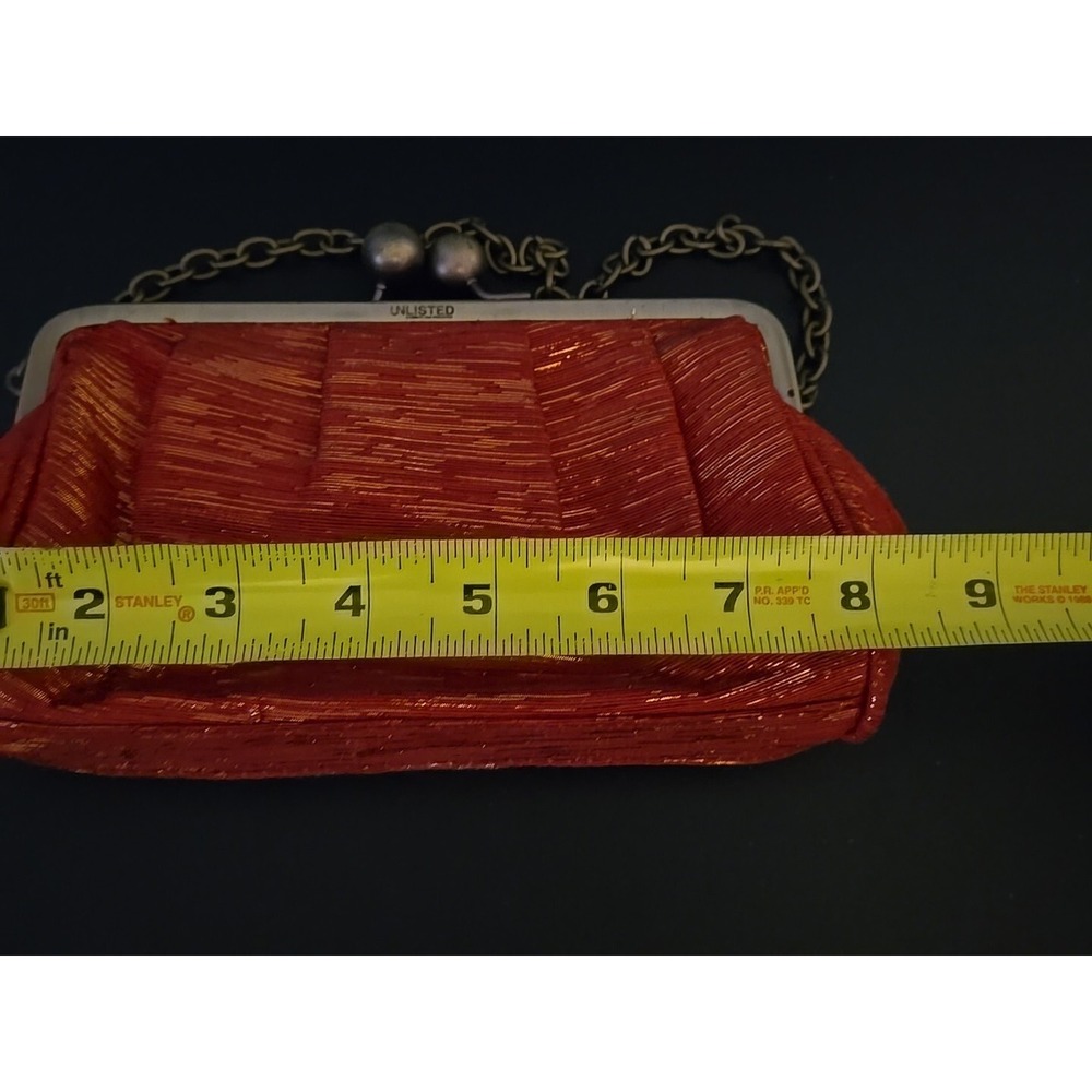 Unlisted by Kenneth Cole Small Evening Satchel red fabric Kisslock Mini Handbag - Picture 8 of 9